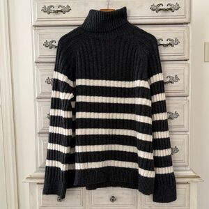 H&M Striped Wool Oversized Turtleneck Sweater